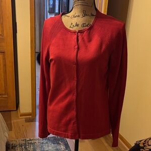 Dana Buchman Red Button-Up Cardigan